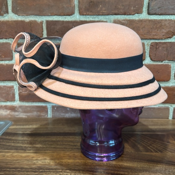 COPY - Elegant Salmon and Black Women's Cloche Hat - Picture 4 of 7
